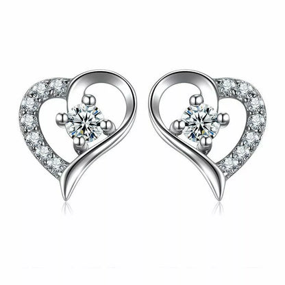 925 Sterling Silver Crystal Heart Stud Earrings for Women & Girls – Gift Jewellery UK