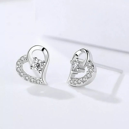 925 Sterling Silver Crystal Heart Stud Earrings for Women & Girls – Gift Jewellery UK