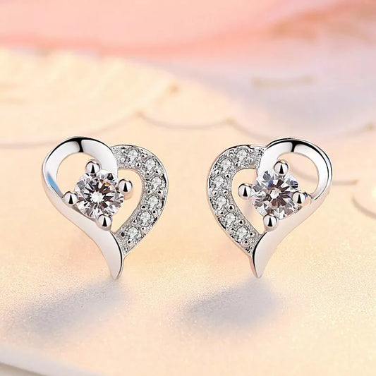 925 Sterling Silver Crystal Heart Stud Earrings for Women & Girls – Gift Jewellery UK