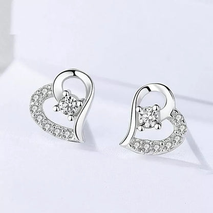 925 Sterling Silver Crystal Heart Stud Earrings for Women & Girls – Gift Jewellery UK