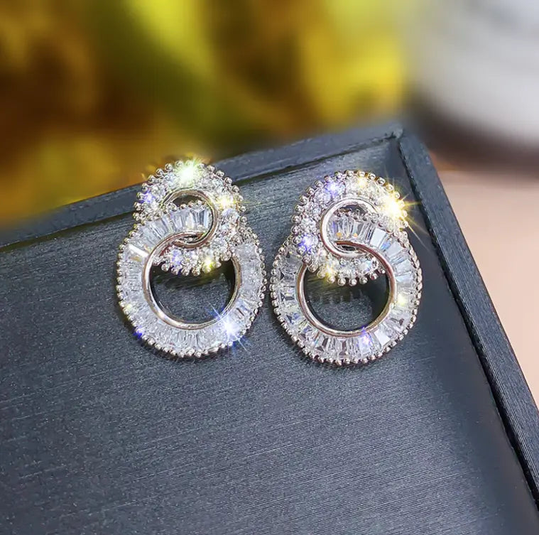 Crystal Round Circle Earrings