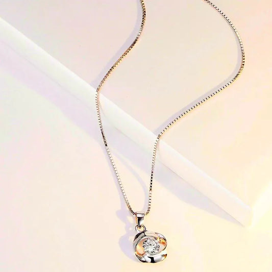 Crystal Swirls Pendant Necklace | 925 Sterling Silver Chain