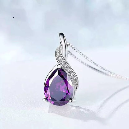 Crystal Purple Amethyst Pendant Necklace