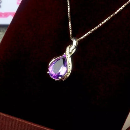 Crystal Purple Amethyst Pendant Necklace