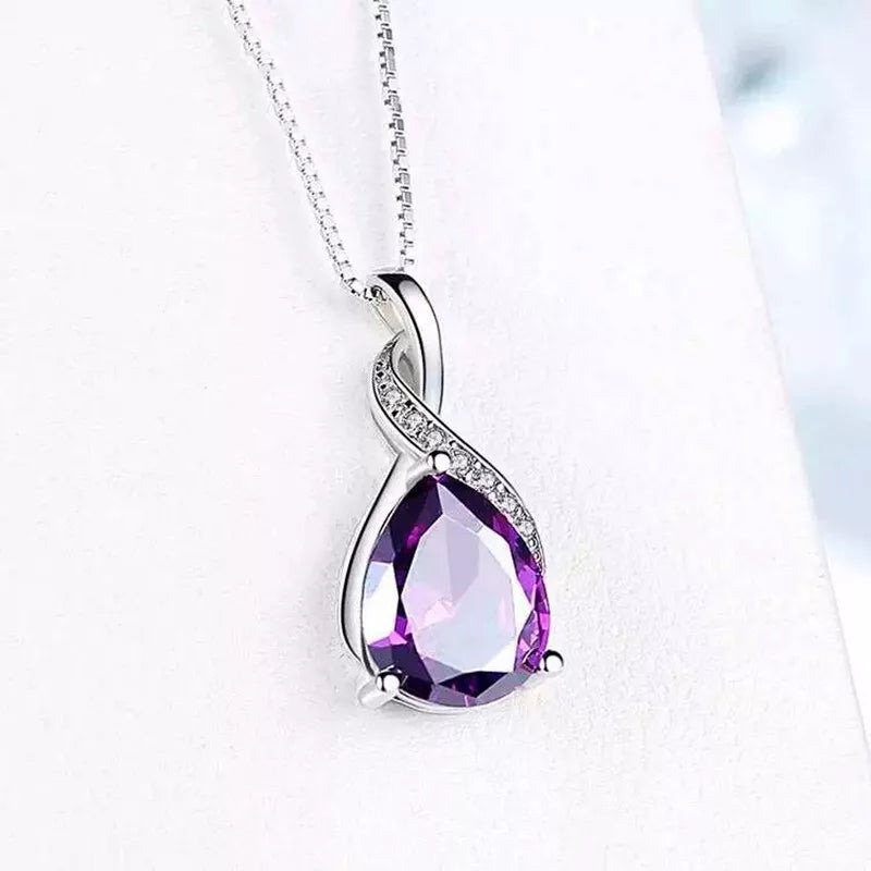 Crystal Purple Amethyst Pendant Necklace