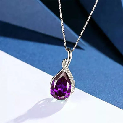Crystal Purple Amethyst Pendant Necklace