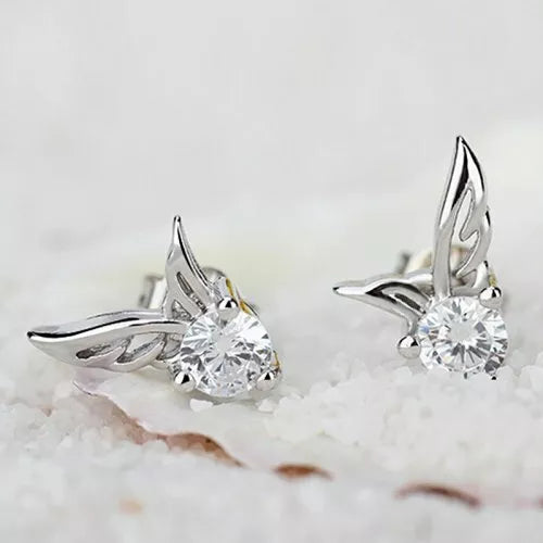 Crystal Angel Wings Butterfly Stud Earrings