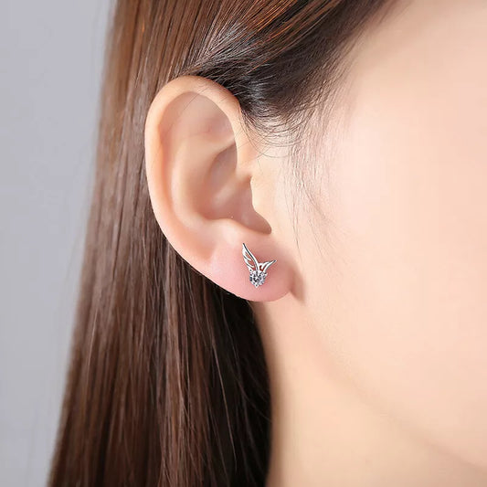 Crystal Angel Wings Butterfly Stud Earrings