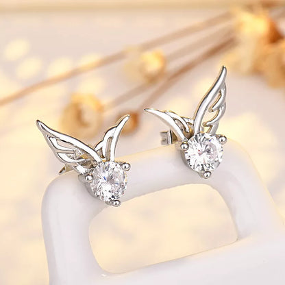 Crystal Angel Wings Butterfly Stud Earrings