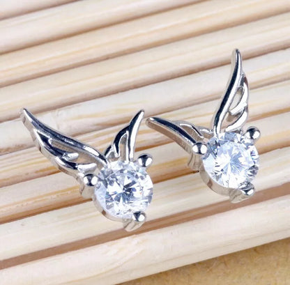 Crystal Angel Wings Butterfly Stud Earrings