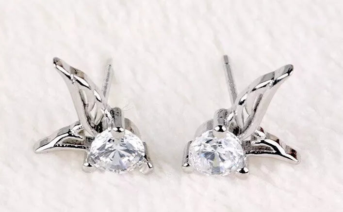 Crystal Angel Wings Butterfly Stud Earrings