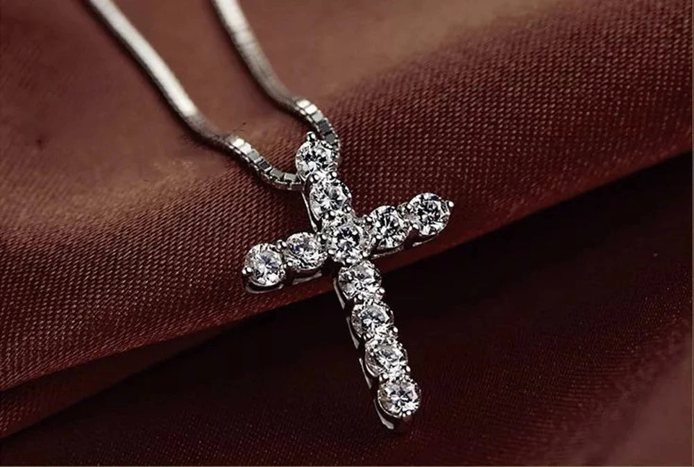 Crystal Cross Women Pendant Necklace