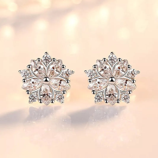Crystal Floral Pendant Necklace Earrings Set