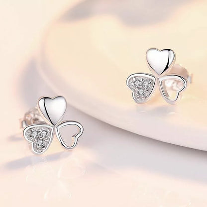 925 Sterling Silver Crystal Love Clover Stud Earrings – Women’s Jewellery Gift UK