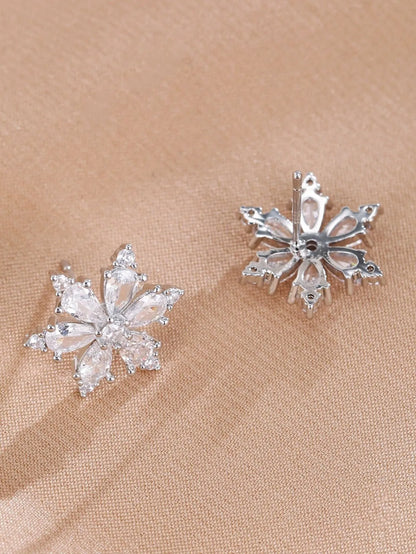 Crystal Snowflake Stud Earrings - 925 Sterling Silver - Women’s & Girls’ Christmas Gift