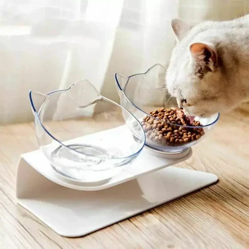 Double Pet Bowls & Raised Stand Cat Dog Non-slip Water Food Feeding Station | Pet Food Double Bowls