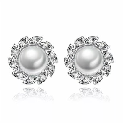 Elegant Crystal Pearl Fashion Stud Earrings