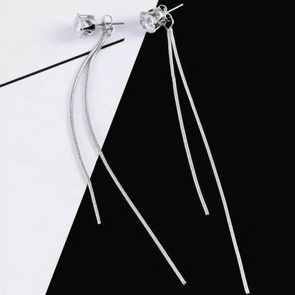 Elegant Crystal Tassel Drop Earrings – 925 Sterling Silver Filled, Fashion Jewelry for Women