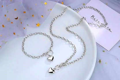 Elegant Heart Pendant Necklace, Earring and Bracelet Set for Women - Perfect for Valentine’s Day, Christmas, and Mother’s Day