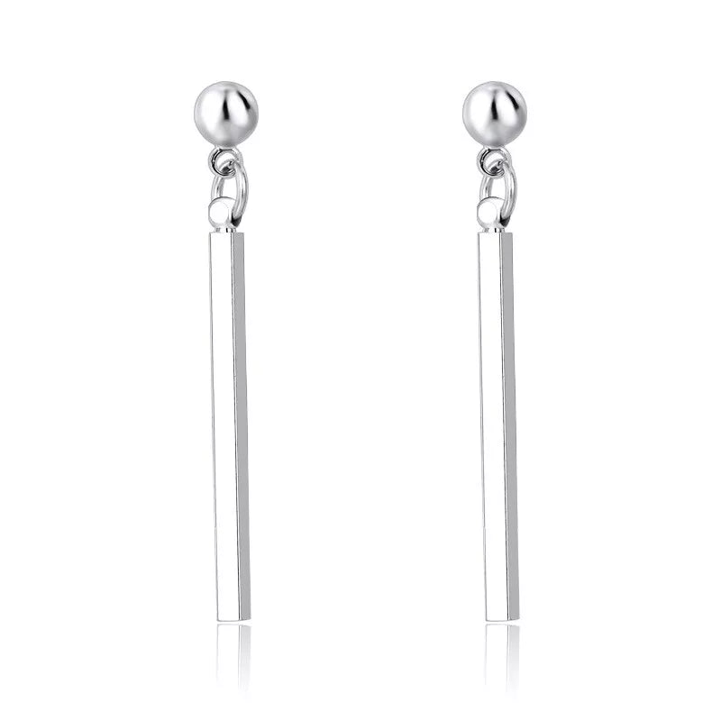 Silver Dangle Earrings – 38mm Drop Length, Butterfly Closure