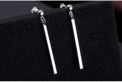 Silver Dangle Earrings – 38mm Drop Length, Butterfly Closure