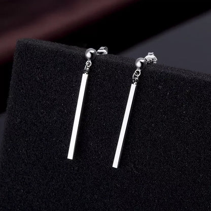 Silver Dangle Earrings – 38mm Drop Length, Butterfly Closure