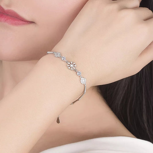 Women's Crystal Snowflakes Bracelet Christmas Jewellery Gift