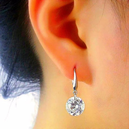 925 Sterling Silver Crystal Stone Drop Hook Stud Earrings