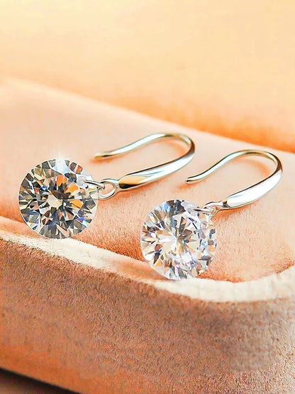 925 Sterling Silver Crystal Stone Drop Hook Stud Earrings