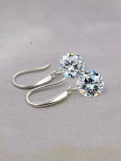 925 Sterling Silver Crystal Stone Drop Hook Stud Earrings