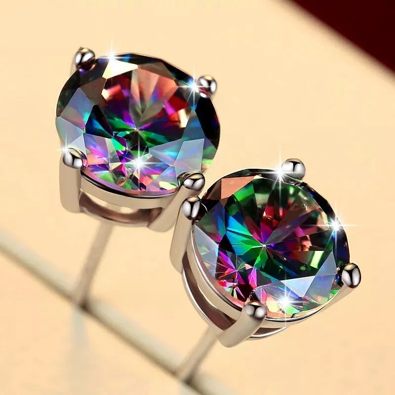 Round Rainbow Ear Stud Earrings