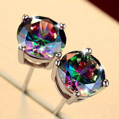Round Rainbow Ear Stud Earrings