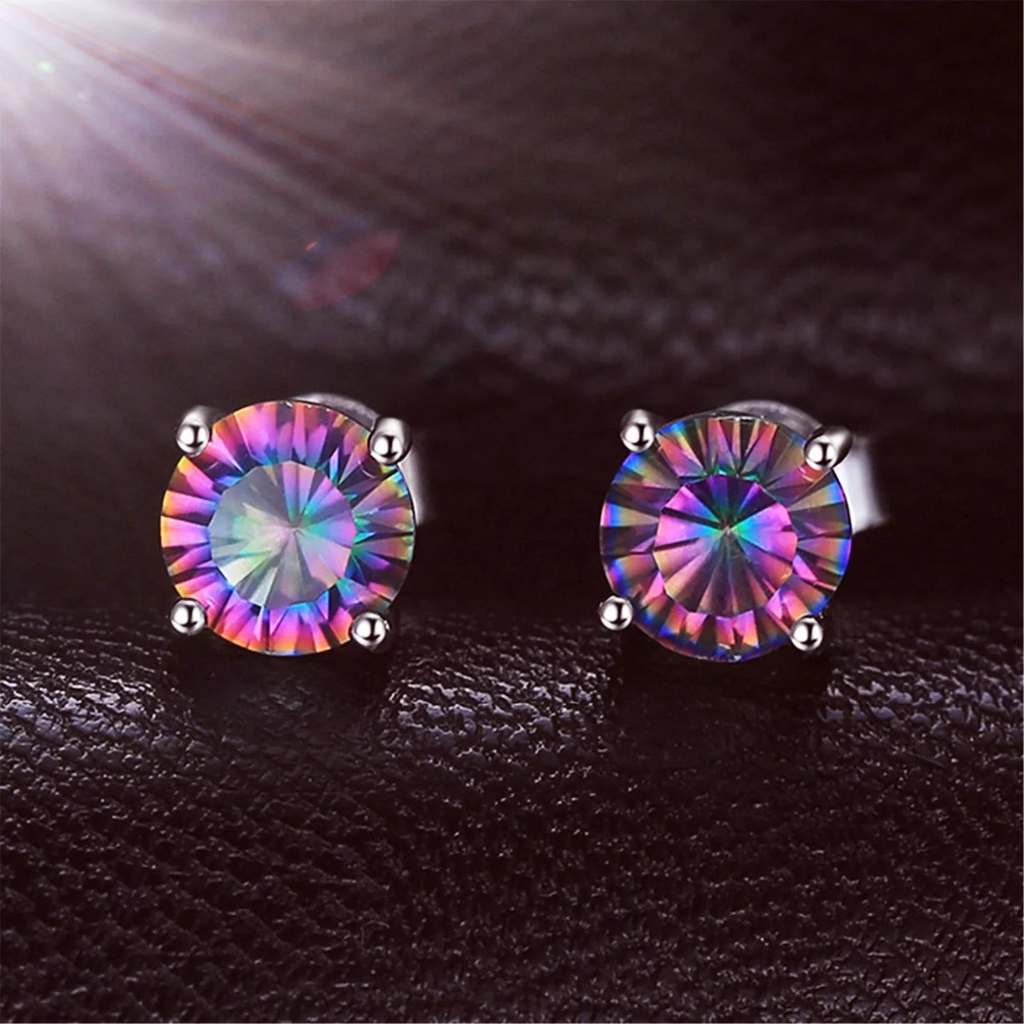 Round Rainbow Ear Stud Earrings