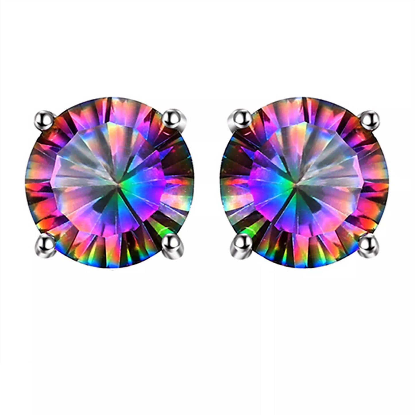 Round Rainbow Ear Stud Earrings