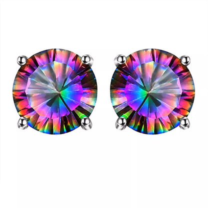 Round Rainbow Ear Stud Earrings