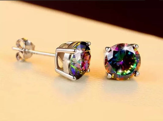 Round Rainbow Ear Stud Earrings