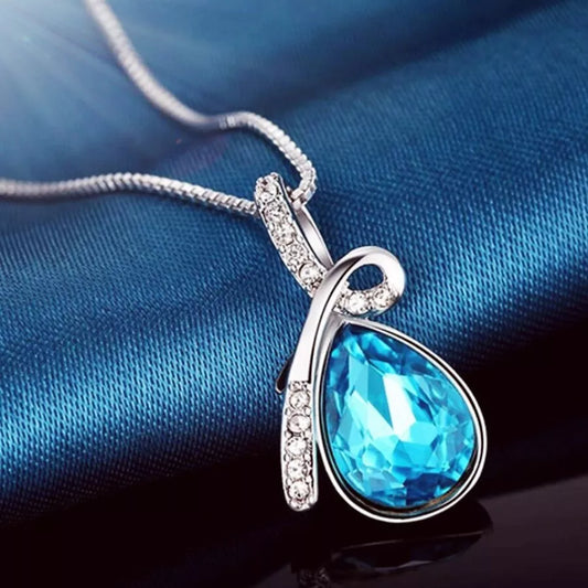 925 Sterling Silver Angel Water Drop Pendant Necklace