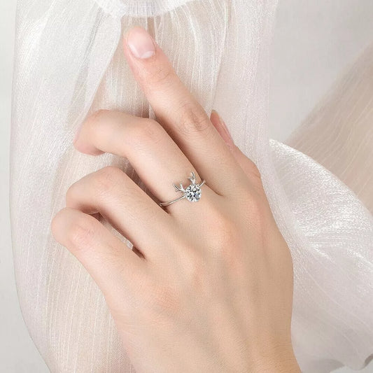 Christmas Elk Crystal Adjustable Women Ring