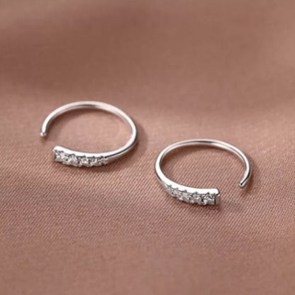 925 Sterling Silver Crystal Round Dangle Earrings