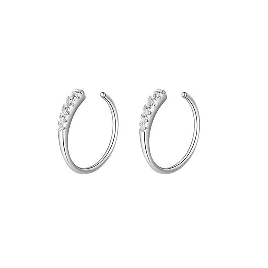 925 Sterling Silver Crystal Round Dangle Earrings