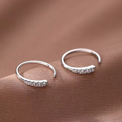 925 Sterling Silver Crystal Round Dangle Earrings