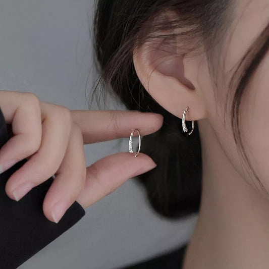 925 Sterling Silver Crystal Round Dangle Earrings