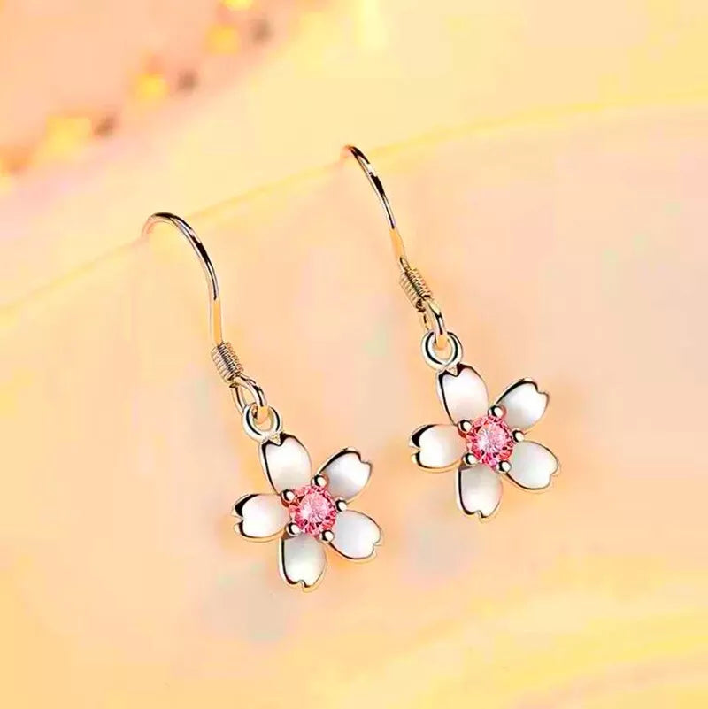 925 Sterling Silver Daisy Drop Hook Earrings