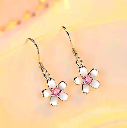 925 Sterling Silver Daisy Drop Hook Earrings
