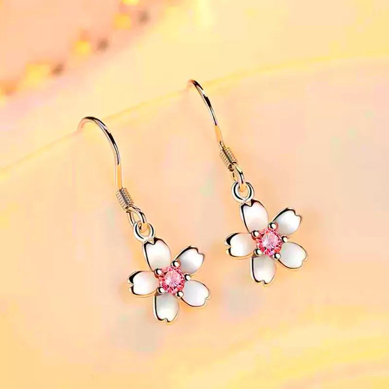 925 Sterling Silver Daisy Drop Hook Earrings
