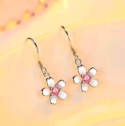 925 Sterling Silver Daisy Drop Hook Earrings