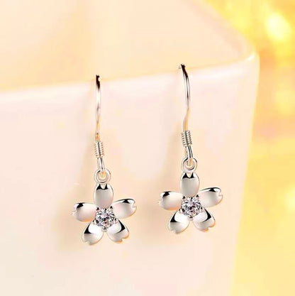 925 Sterling Silver Daisy Drop Hook Earrings
