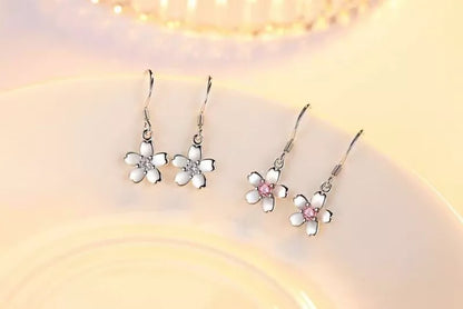 925 Sterling Silver Daisy Drop Hook Earrings