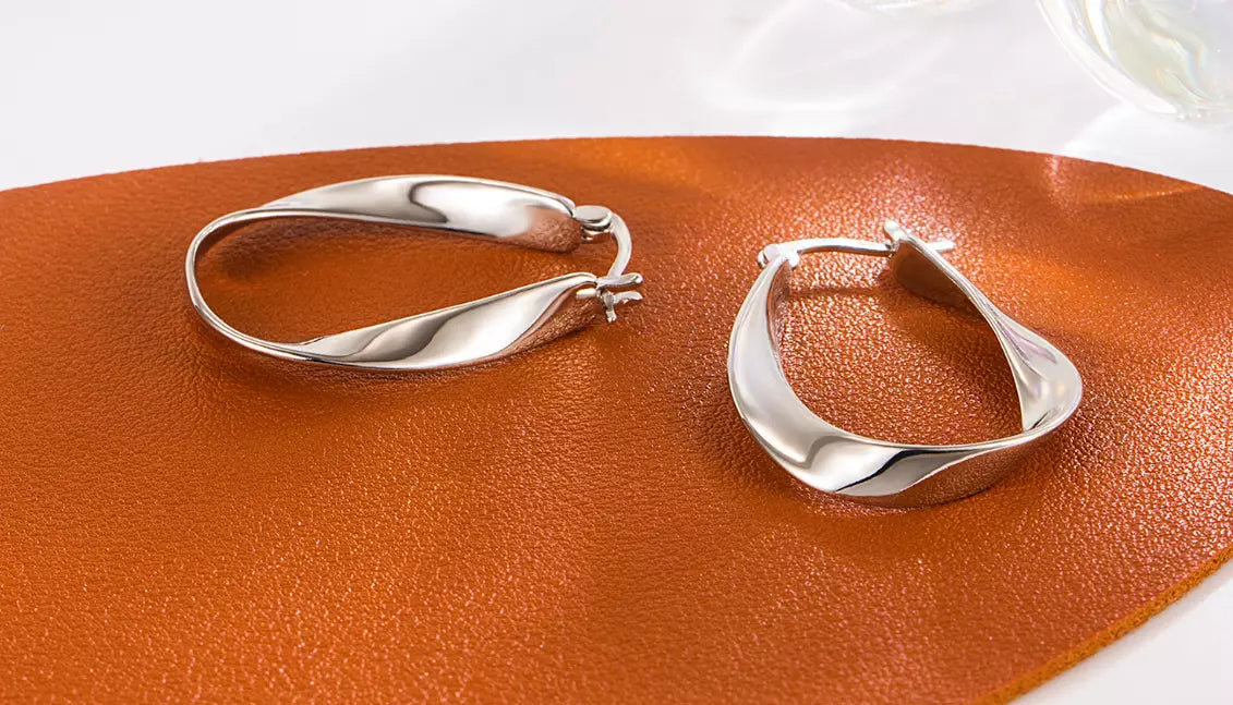 925 Sterling Silver Twisted Fashion Hoop Earrings for Women