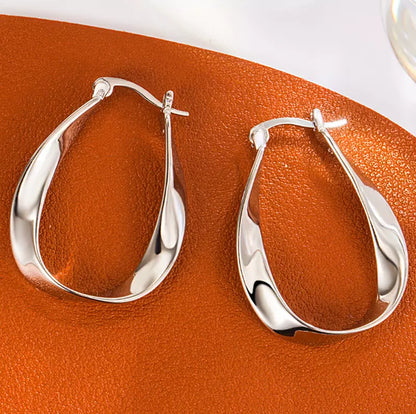 925 Sterling Silver Twisted Fashion Hoop Earrings for Women